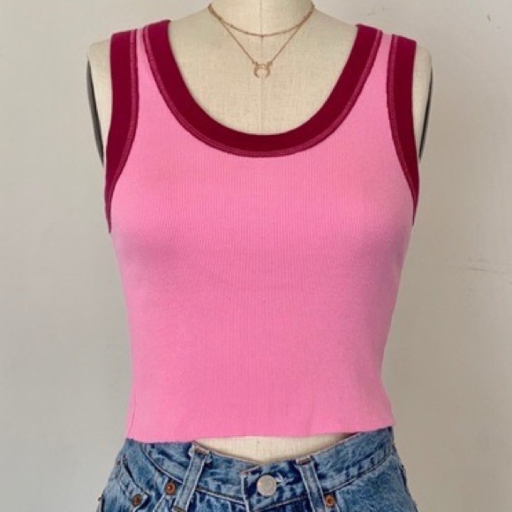 RARE Brandy Melville Bubblegum Pink & Magenta Layered Connor Tank